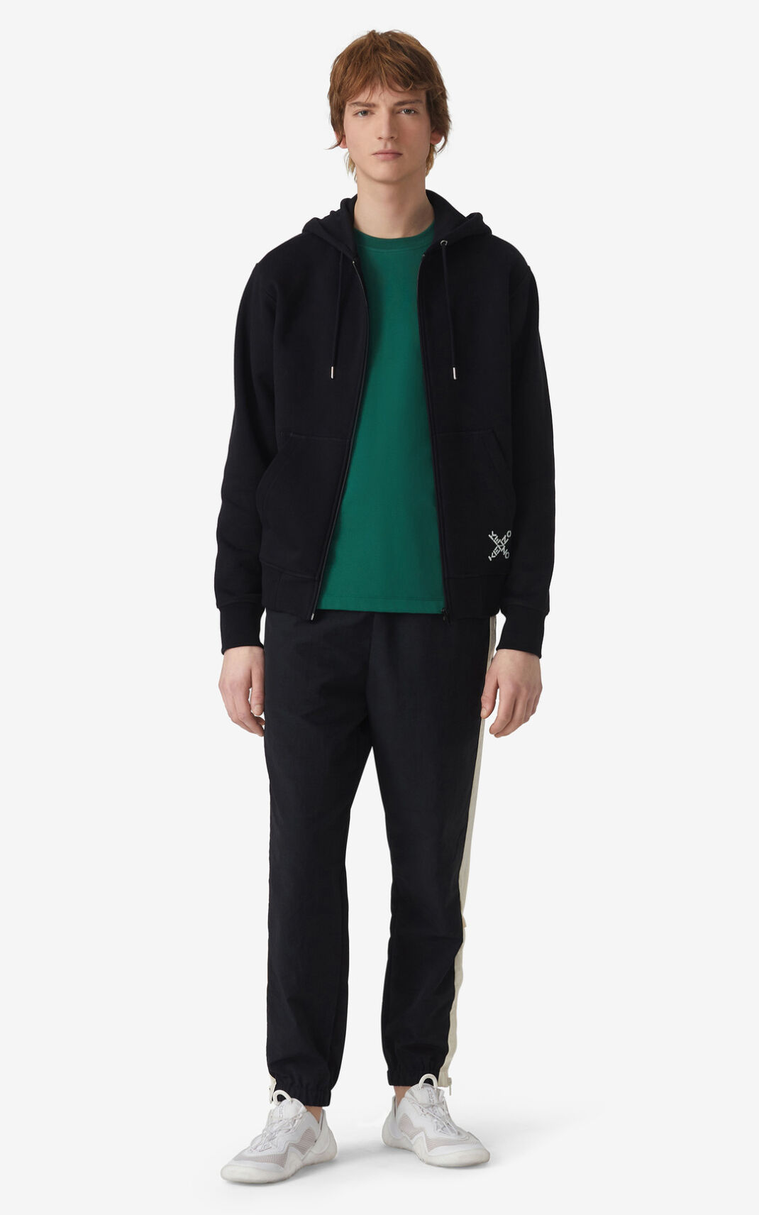 Kenzo Sport Little X zipped Sudaderas Con Capucha Hombre Negras | 8716049-KG